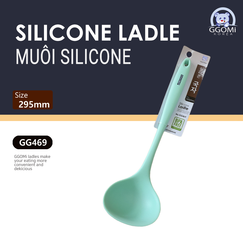 Bộ dụng cụ nấu ăn bằng silicone an toàn sức khỏe, 4 màu sắc sặc sỡ dài 33cm GGOMi Hàn Quốc GGSL