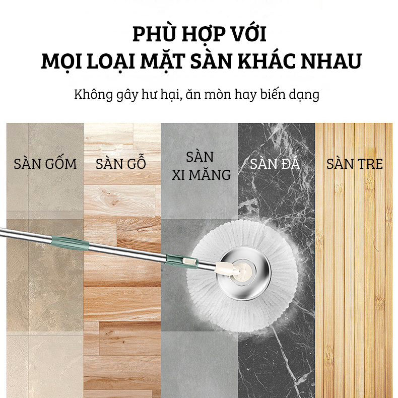 Bộ Cây Lau Nhà Tự Vắt Thông Minh Damas G720 - Chổi Lau Xoay 360 Độ, Giặt Sạch Vắt Khô Nhanh Chóng - Thiết Kế Nâng Cấp Bổ Sung Tay Kéo Giúp Di Chuyển Dễ Dàng - Chất Liệu Nhựa PP Cao Cấp Chống Mài Mòn Gia Tăng Thời Gian Sử Dụng - Hàng Chính Hãng