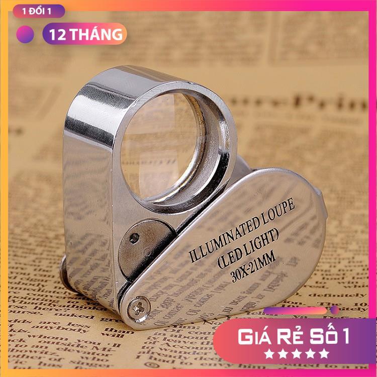 Kính Lúp Mini 30X ️️ Kính Lúp Móc Khóa Có Đèn MG21007 đường kính 21mm