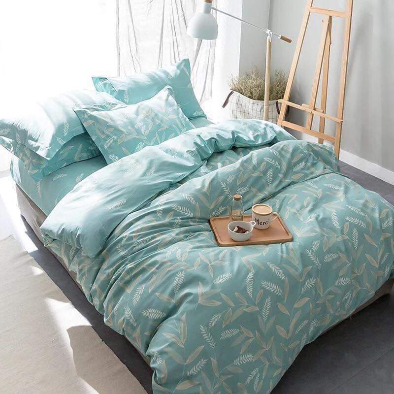 Bộ chăn ga gối cotton PL1 Lá tre xanh