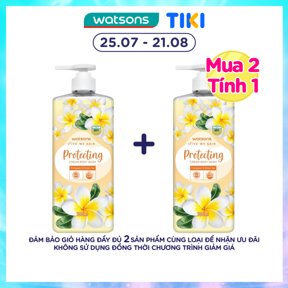 Kem Tắm Watsons Love My Skin Protecting Cream Body Wash 700ml