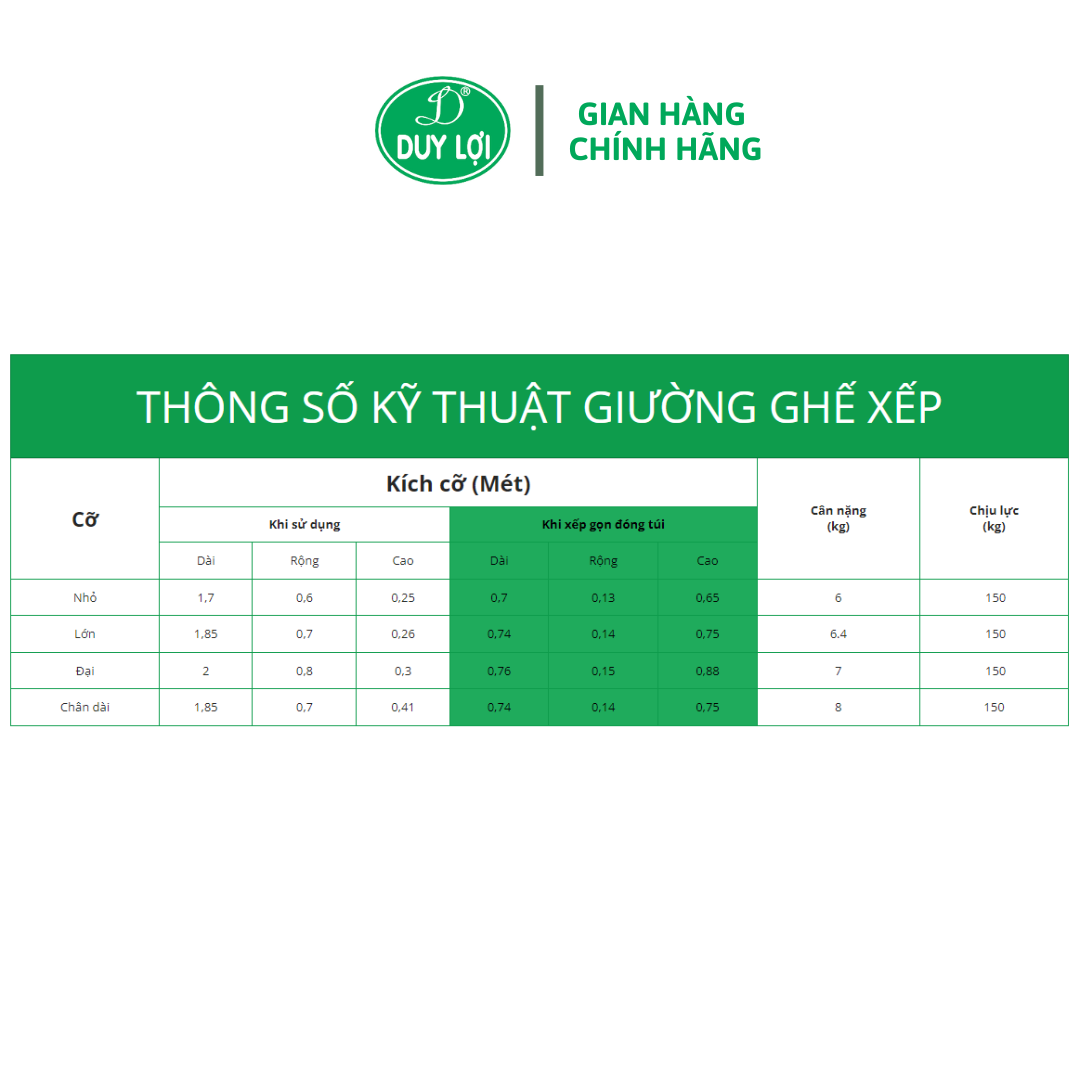 GHẾ - GIƯỜNG XẾP  DUY LỢI THÉP CỠ ĐẠI (TẶNG 10 MÓC ÁO KÉP NHỰA CAO CẤP DUY LỢI)