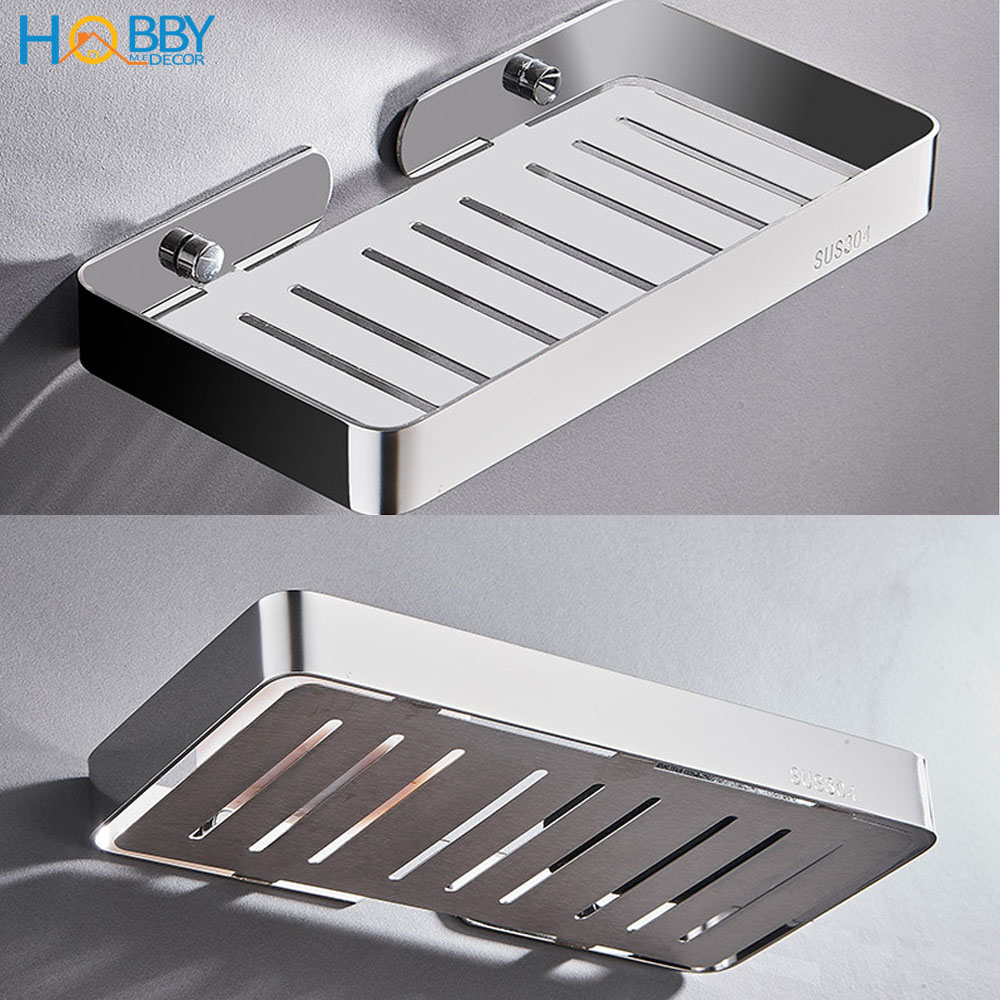 Kệ đựng xà phòng HOBBY SB6 Inox 304 dán tường gạch men hoặc khoan tường - loại lớn cao cấp