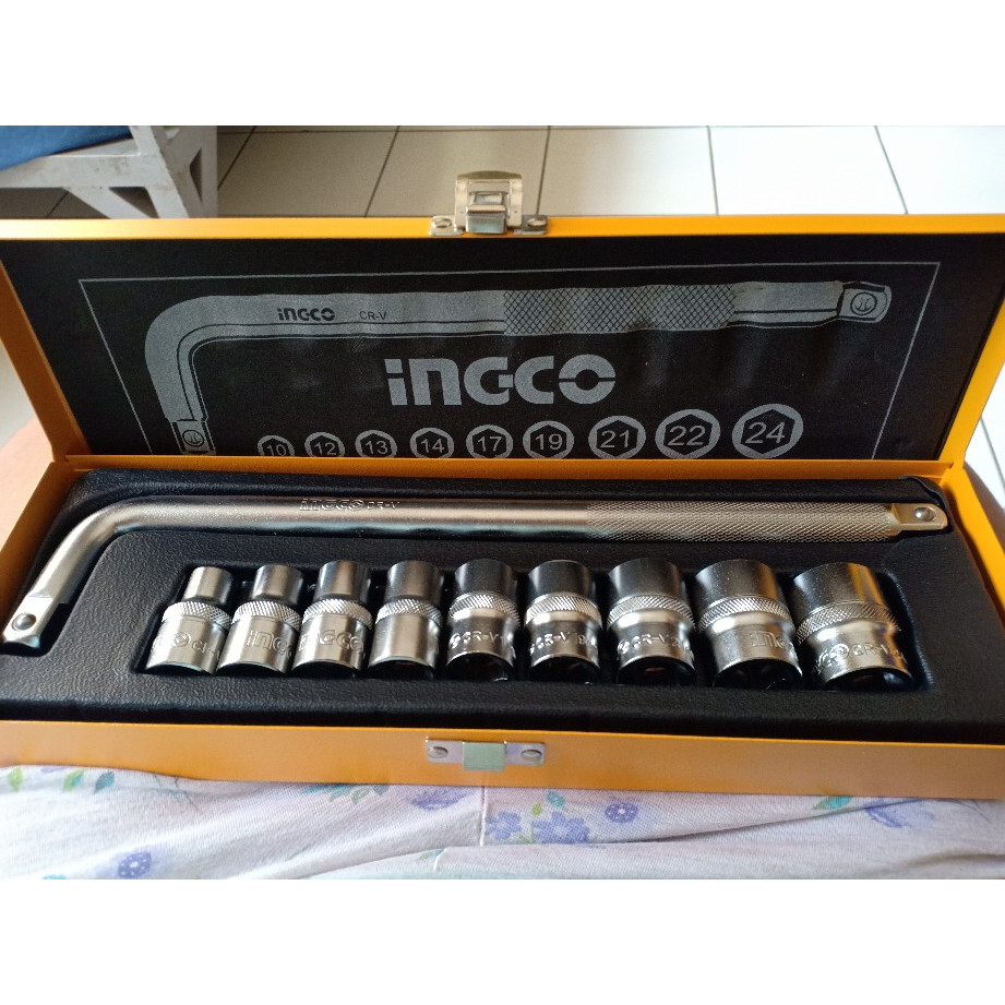 Bộ 10 đầu tuýp tay vặn chữ L 1/2" ingco HKTS12101