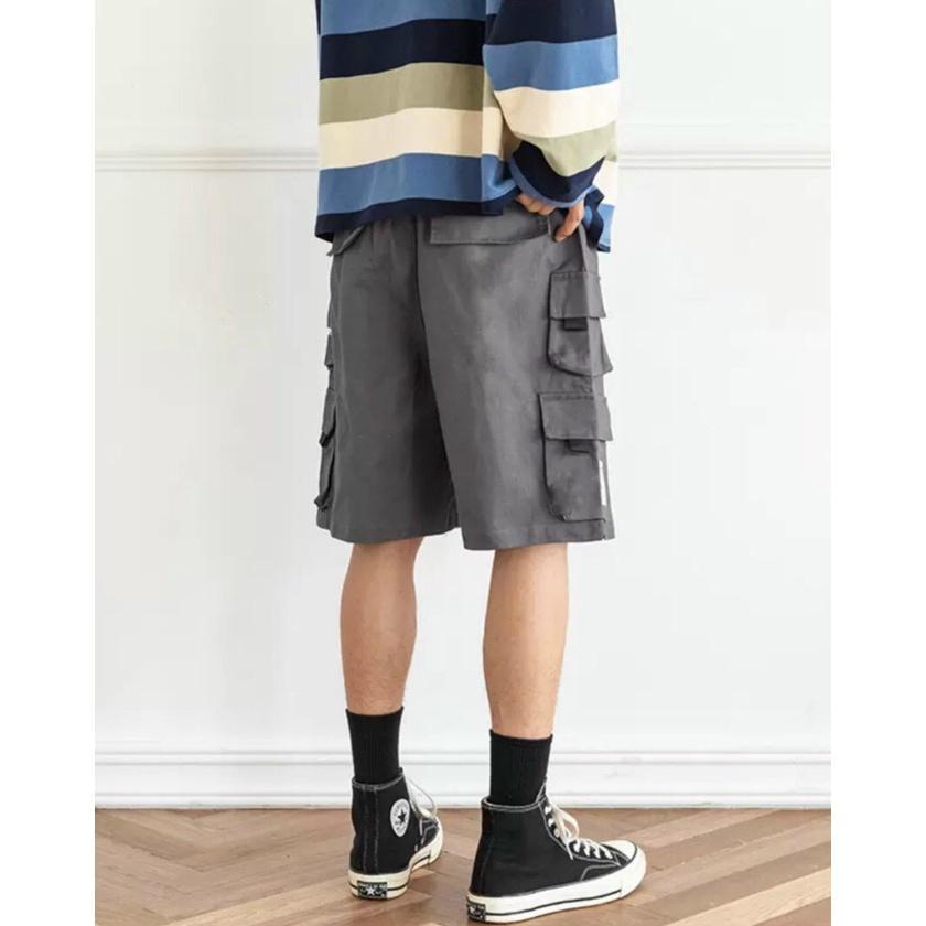 Quần Shorts nam nữ MEANSTORE sooc ống suông cạp chun Ulzzang short thể thao mặc ở nhà đi tập thoáng mát - túi hộp basic