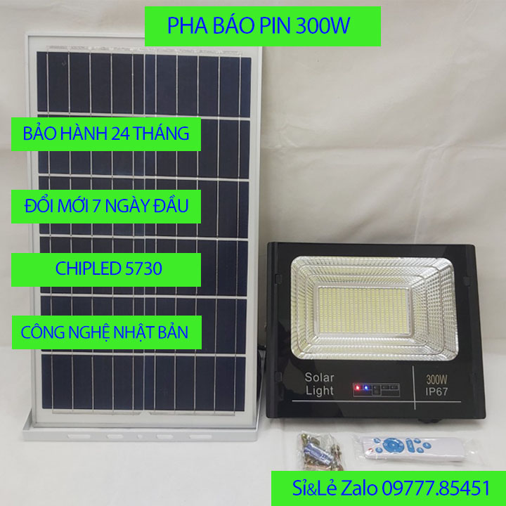 Đèn pha năng lượng mặt trời báo pin 300W