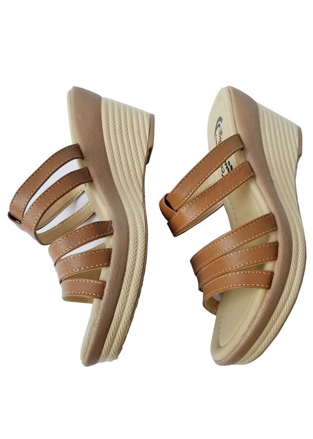 Dép đế xuồng nữ da bò cao 7 cm HKT195