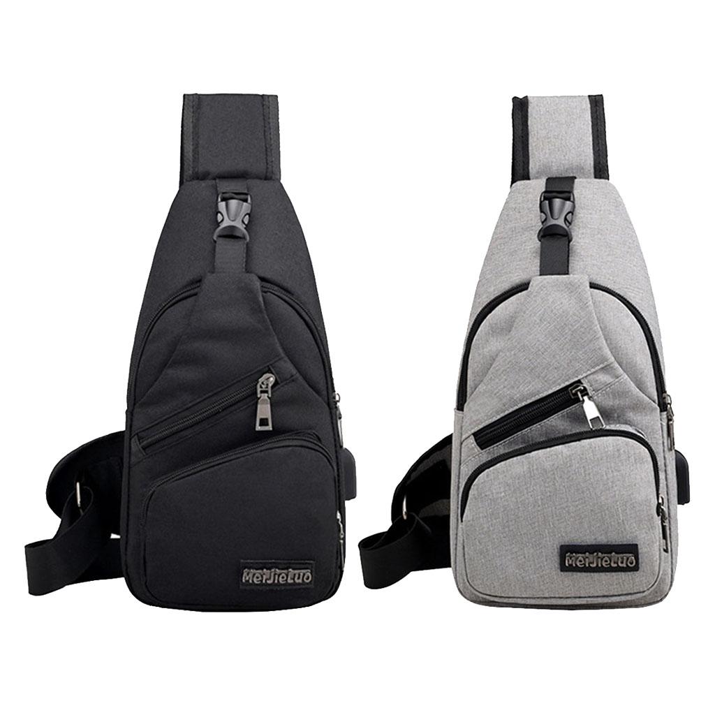 2x Fashion Men Sling Bag Chest Pack Anti Theft Casual Lightweight Cross Body Bag