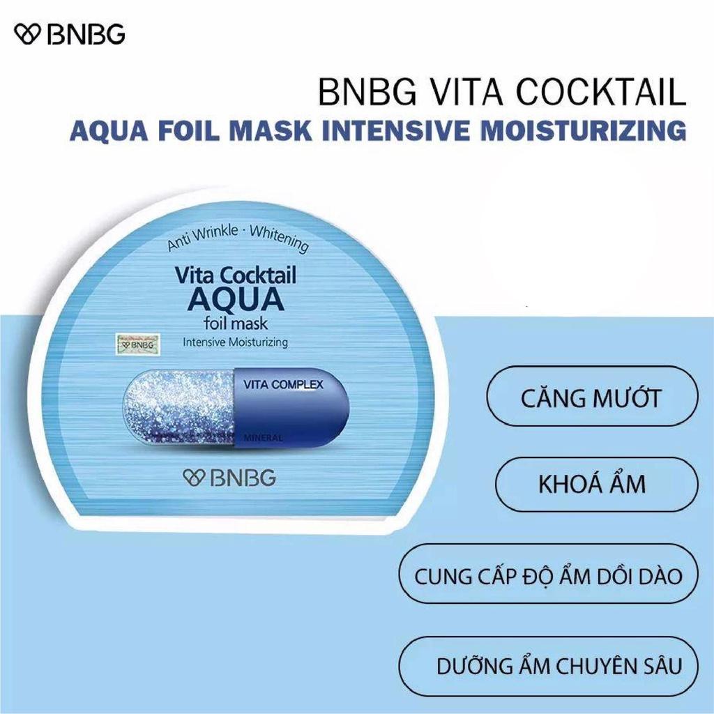 Hộp 10 Mặt Nạ BNBG Vita Cocktail Aqua Foil Mask - Intensive Moisturizing Cấp Nước Dưỡng Da Săn Chắc 30ml