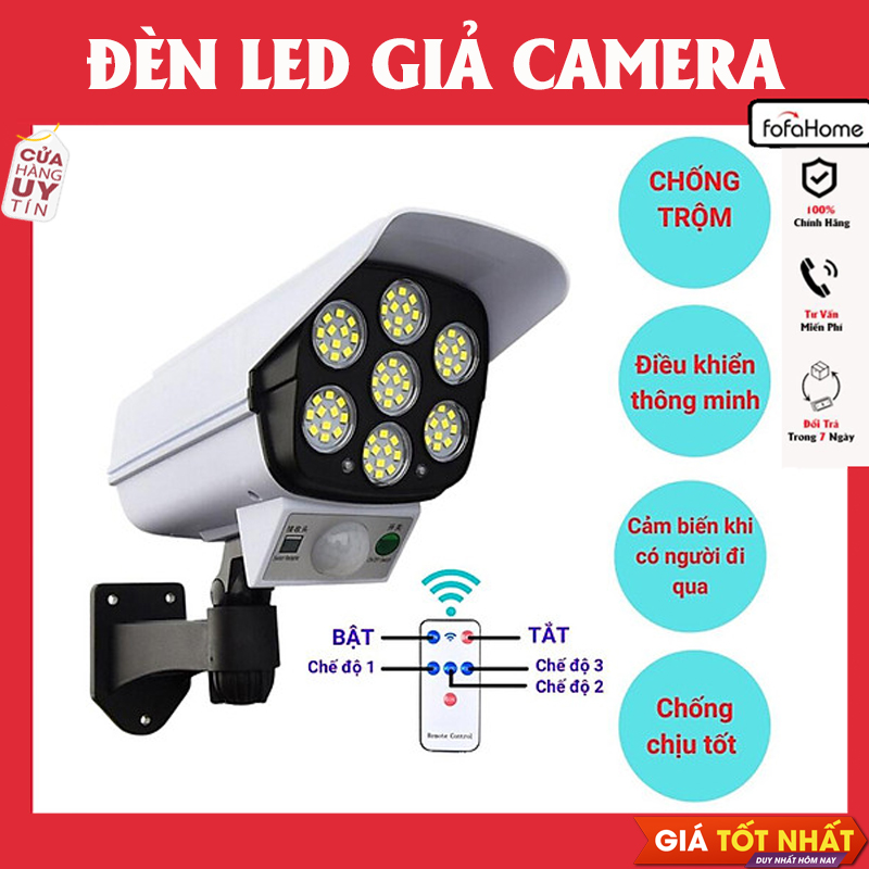 Đèn LED Năng Lượng Mặt Trời Giả Camera Ngoài Trời Cảm Ứng Chuyển Động Tự Động Bật Tắt Chống Trộm, Chống Nước IP67 Có Điều Khiển