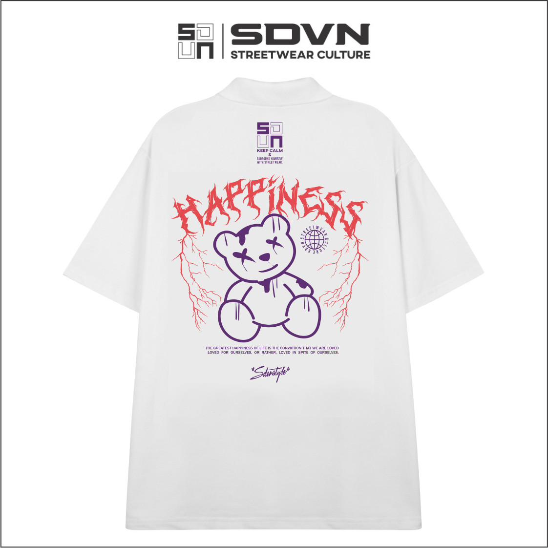 Áo Thun POLO Unisex Form Rộng - Brand Chính Hãng SDVN - HAPPINESS
