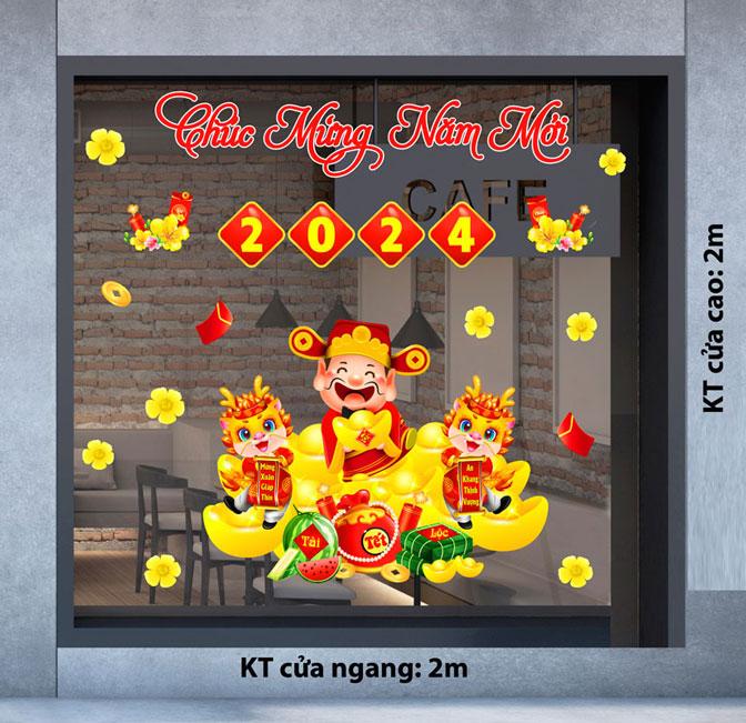 DECAL TRANG TRÍ TẾT 2024 CHO CÔNG TY