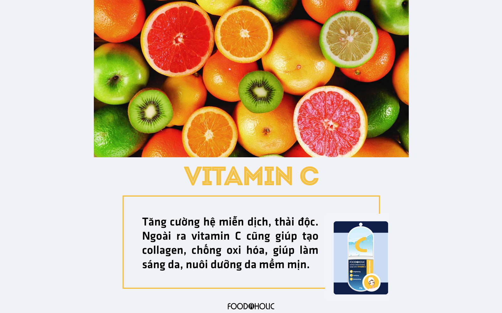 Mặt Nạ Foodaholic Derma Brightening Mask With Vitamin C Dưỡng Sáng 23g