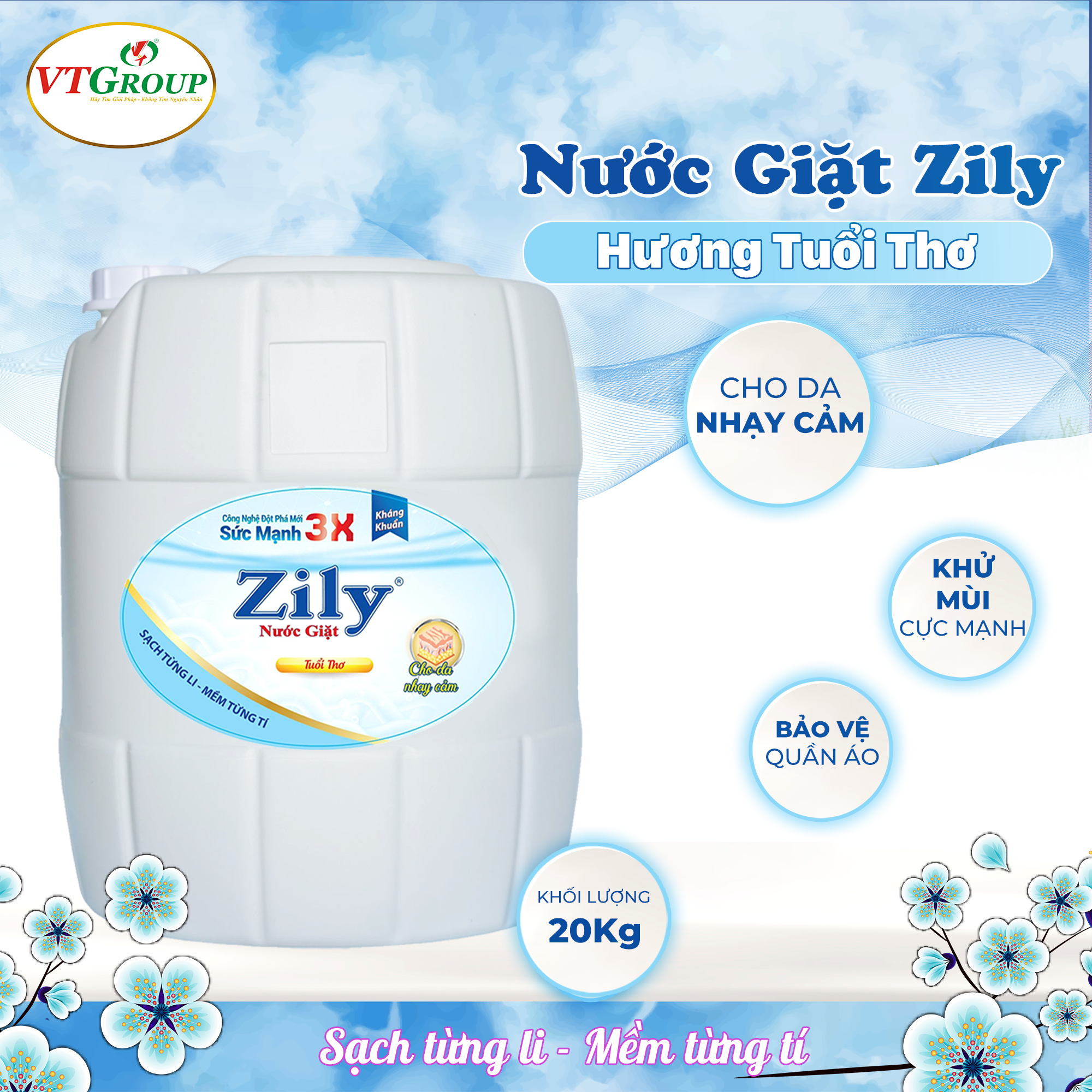 Nước giặt Zily can 20kg (Can) - Tặng 1 can xả vải 5kg biển tình