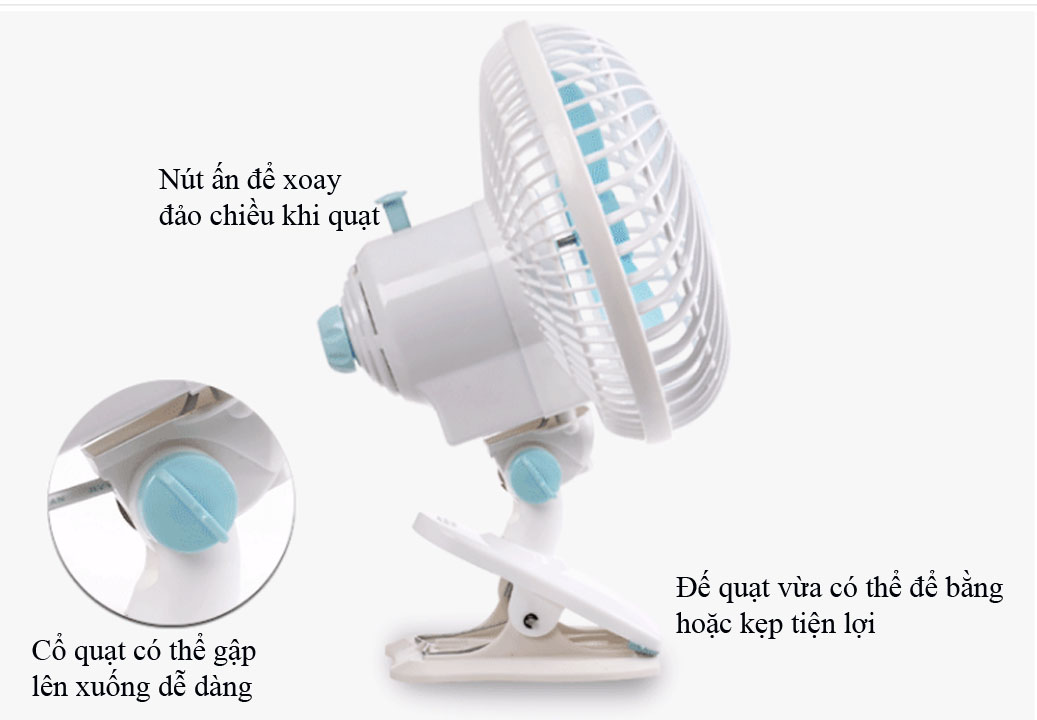 Quạt bàn mini, quạt kẹp bàn mini, công suất 20w, 3 tốc độ gió chạy êm, xoay gập tiện lợi