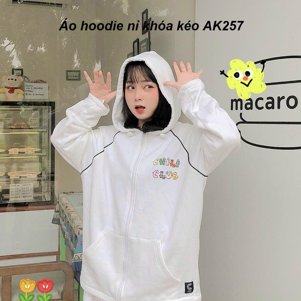Áo Hoodie nỉ bông Nam & Nữ khóa kéo AK257