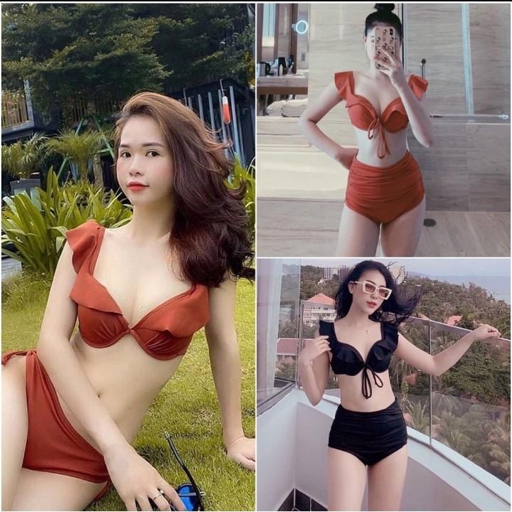 Đồ bơi bikini áo mút dày nâng ngực cánh tiên quần cạp cao VATIXA BKN19