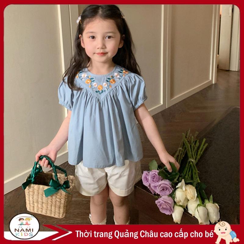 [64:H18] Set quần áo mùa hè thêu hoa vintage cho bé gái (hàng quảng châu)