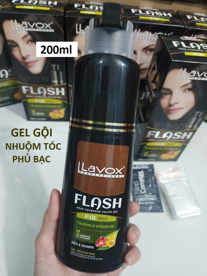 Dầu Gội Thảo Dược Nhuộm Tóc ĐEN/ NÂU PHỦ BẠC 100% SIÊU DƯỠNG LAVOX FLASH