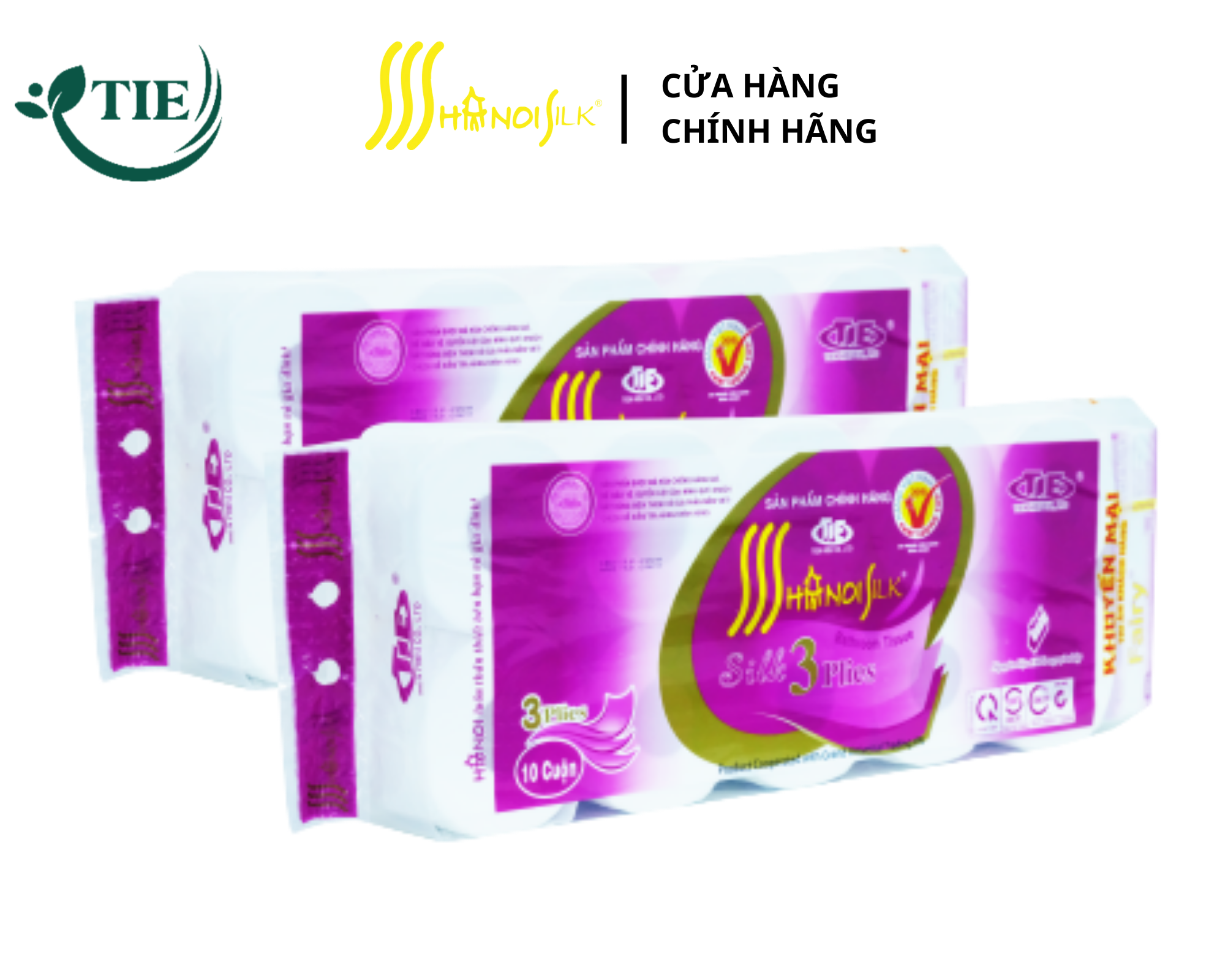 Giấy Vệ Sinh HÀ NỘI SILK 3 lớp Tím Có Lõi Cao Cấp