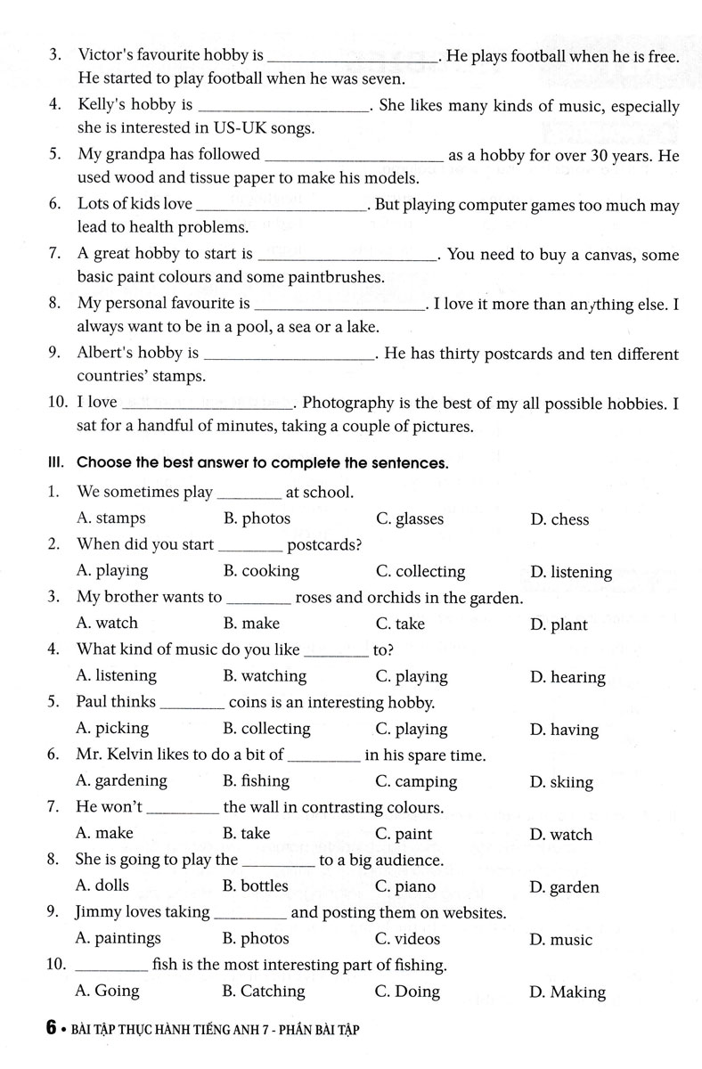 Bài Tập Thực Hành Tiếng Anh 7 (Không Đáp Án) - Dùng Kèm SGK Tiếng Anh 7 Global Success - ảnh 6