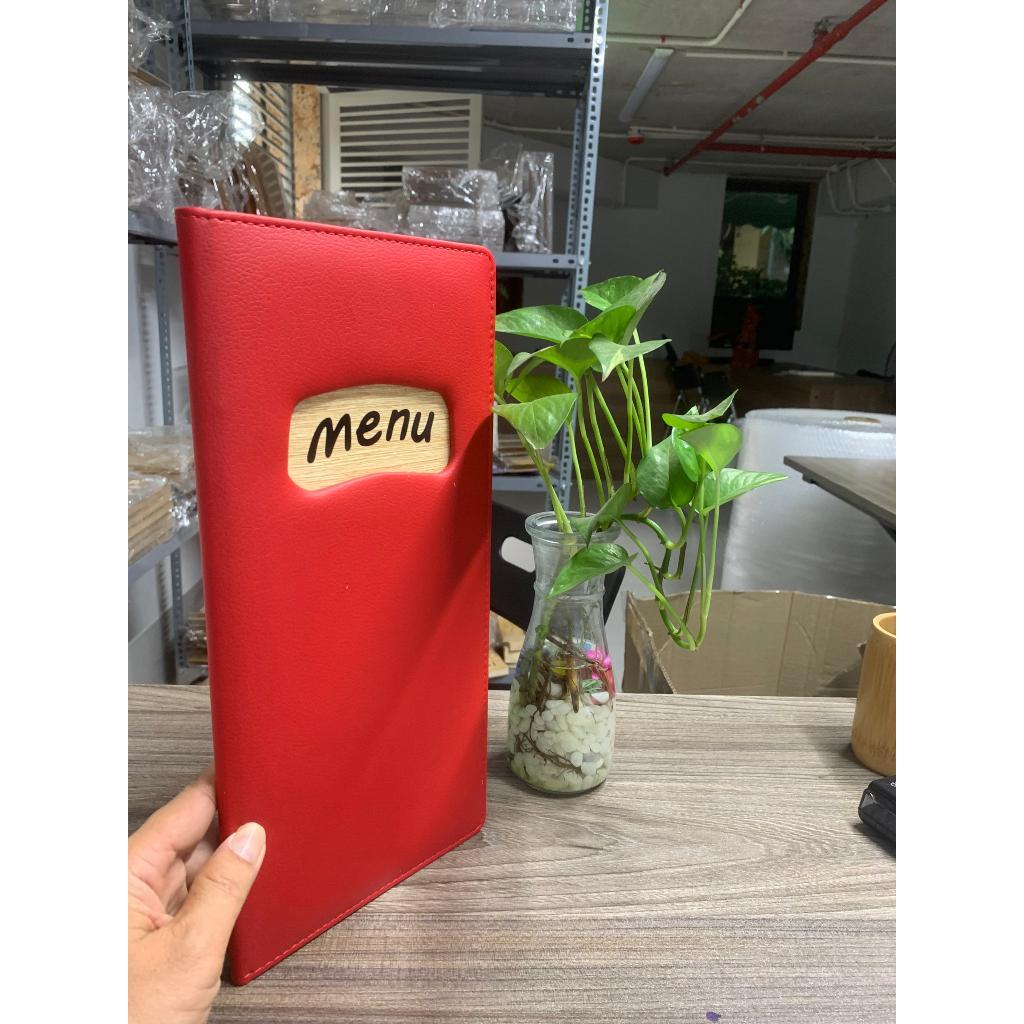 Bìa da menu khoét A4 nhỡ đủ màu kích thước 32x18cm