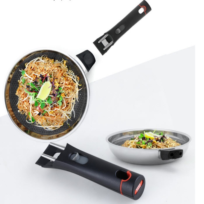 Bộ chảo xửng cao cấp Blackcube T&K Kims Cook 24cm , 3 lớp đúc liền inox 304 , tặng 10 muỗng ăn