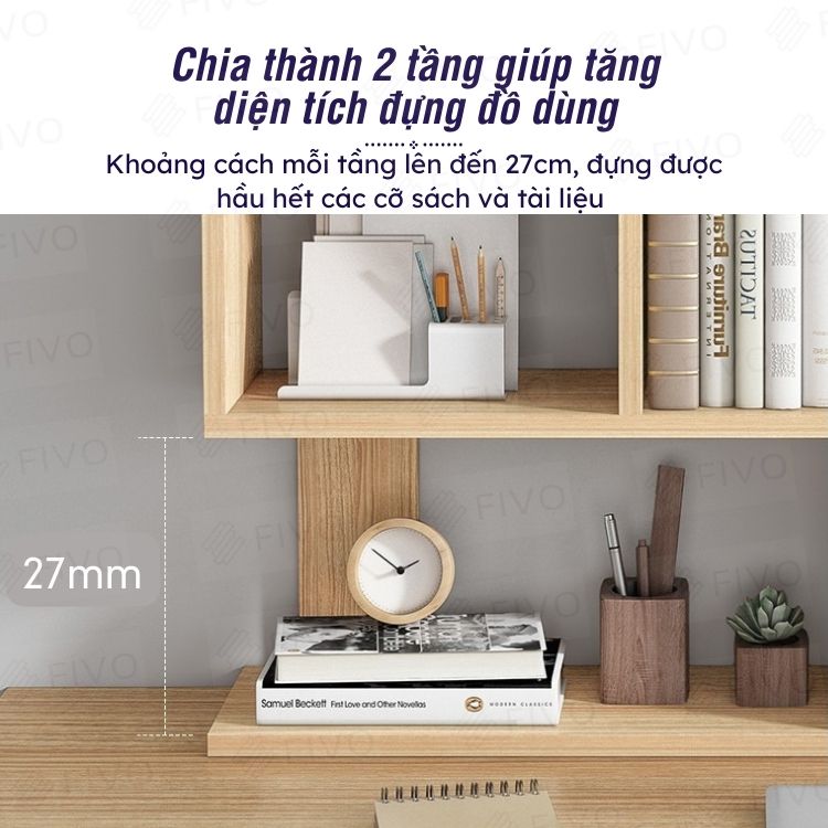 Kệ Sách Để Bàn Gỗ MDF FIVO FB20 Thích Hợp Cho Bàn Học Dễ Lắp Ráp (60 x 20 x 60 cm)- Hàng Chính Hãng - Không Hộc