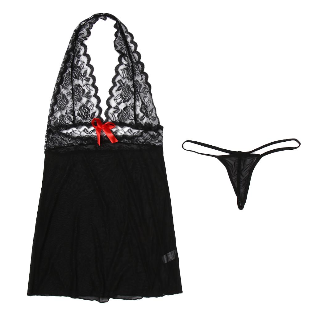 Womens Babydoll G-String Dress Underwear Lingerie Thong Nightwear