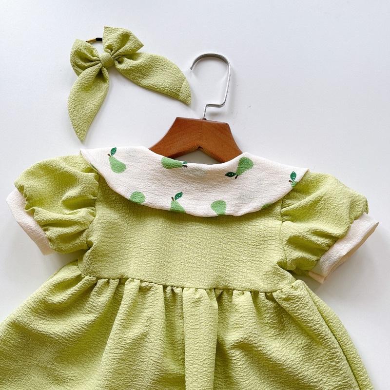 Váy Màu Xanh Cốm Cúc Ngọc Bé Gái 4 - 28kg Chất Đũi Xốp Mềm