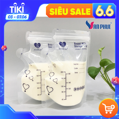 Hộp 30 túi trữ sữa iMediCare chính hãng Singapore (250ml) 2 khóa zip, chất liệu LDPF cao cấp, không chứa BPA an toàn cho trẻ