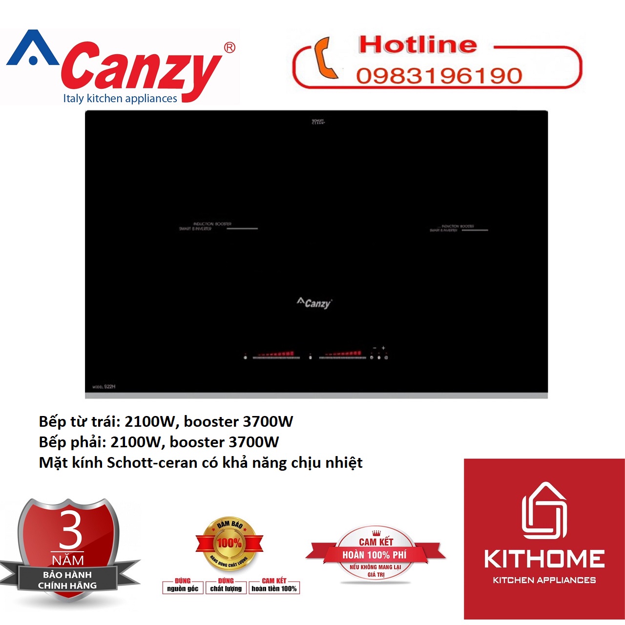 Bếp từ Canzy CZ 922H - Hàng chính hãng