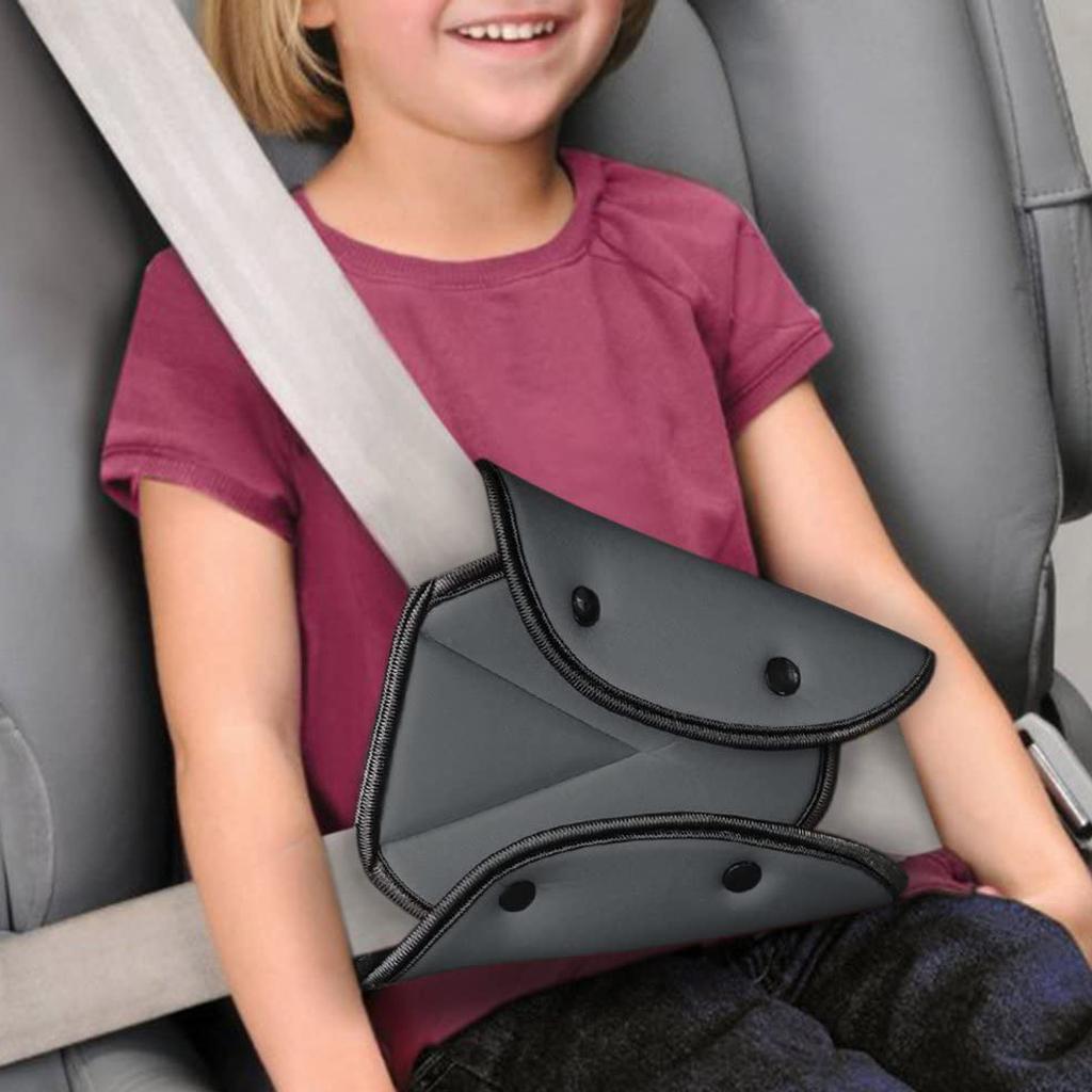 4X Kids Car Seatbelt Adjuster Universal Seat Belt Triangle Holder Gray