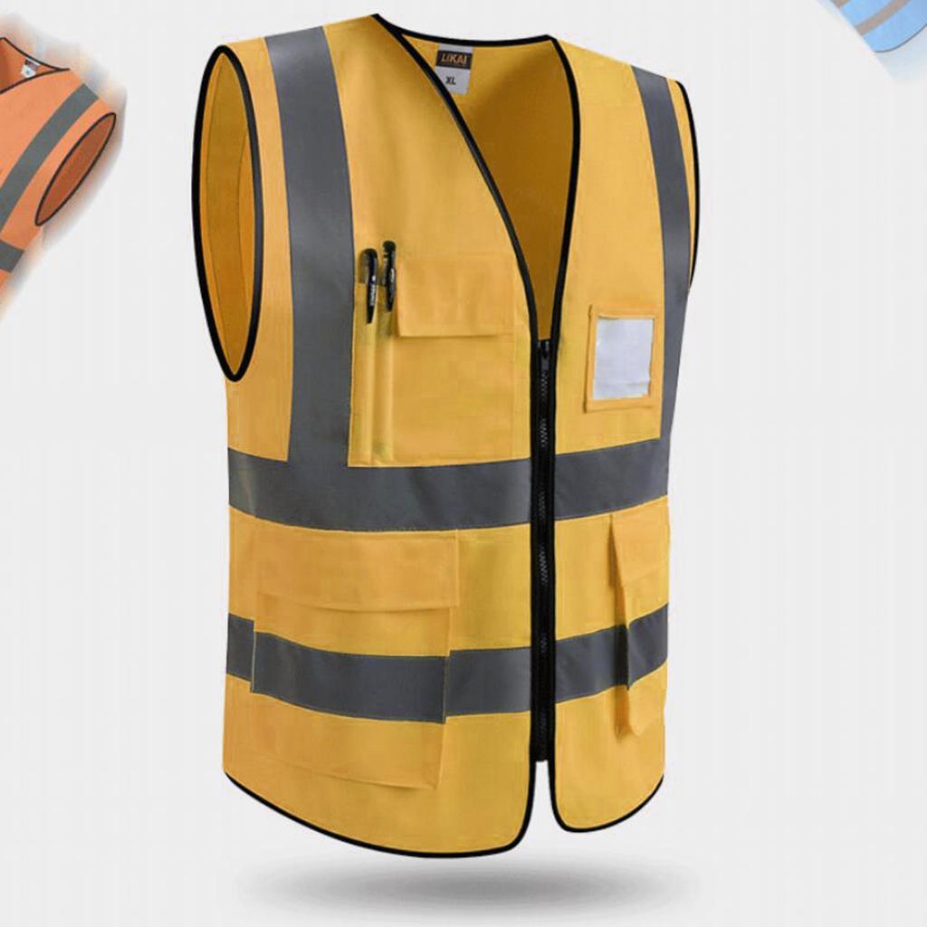 3pcs Reflective Safety Vest Waistcoat Clothing With L XL XXL Golden