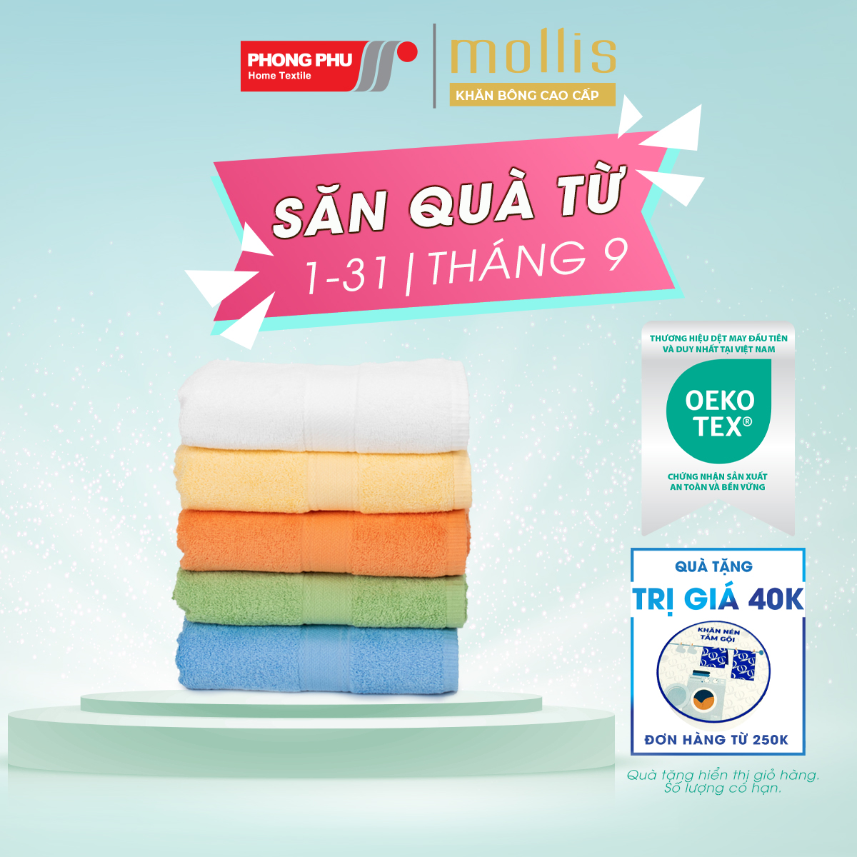 Khăn Mặt Mollis Cotton 40x75cm Khăn Cao Cấp  FM61