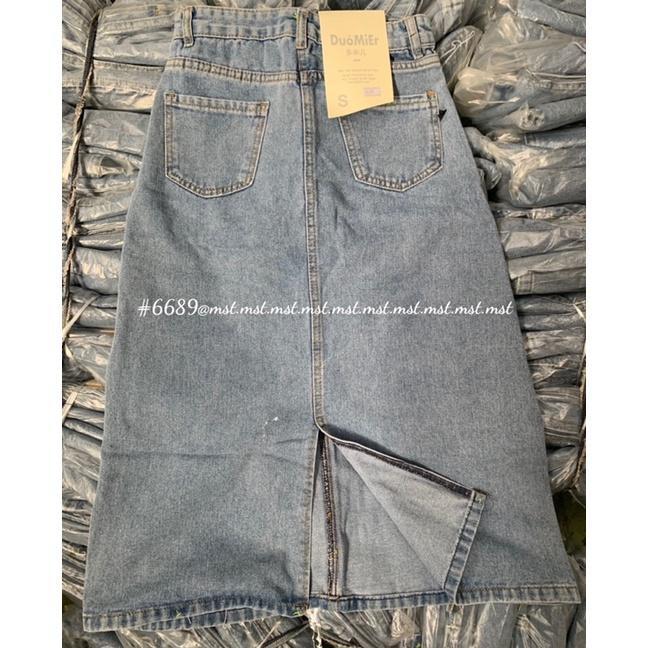 CHÂN VÁY BÒ DENIM TRƠN XẺ SAU DÀI QUA GỐI JEANS #919