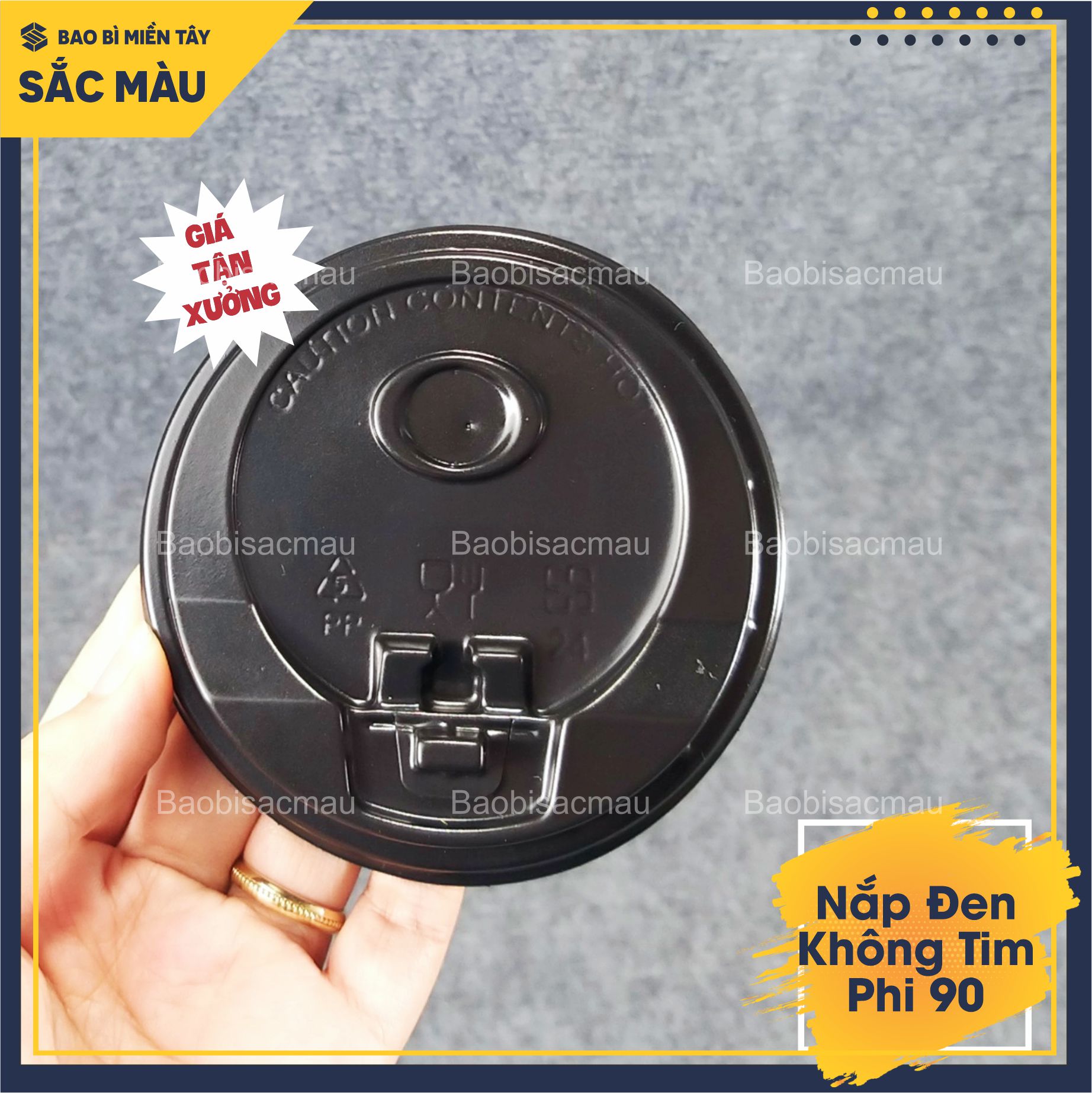 Sỉ 50 Nắp Đen nhựa phi 90mm nắp ly giấy, nắp ly tim