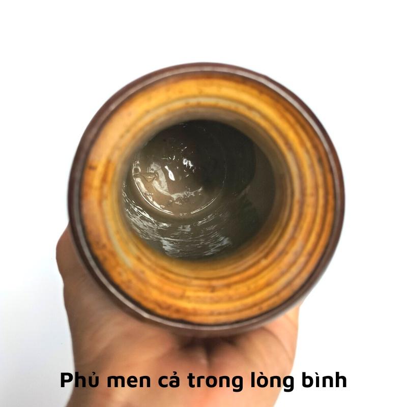 Bình hoa gốm sứ cao trên 30cm dáng Trụ, lọ gốm sứ Bát Tràng, phong cách mộc mạc dùng cắm sen, các loại hoa dáng cao