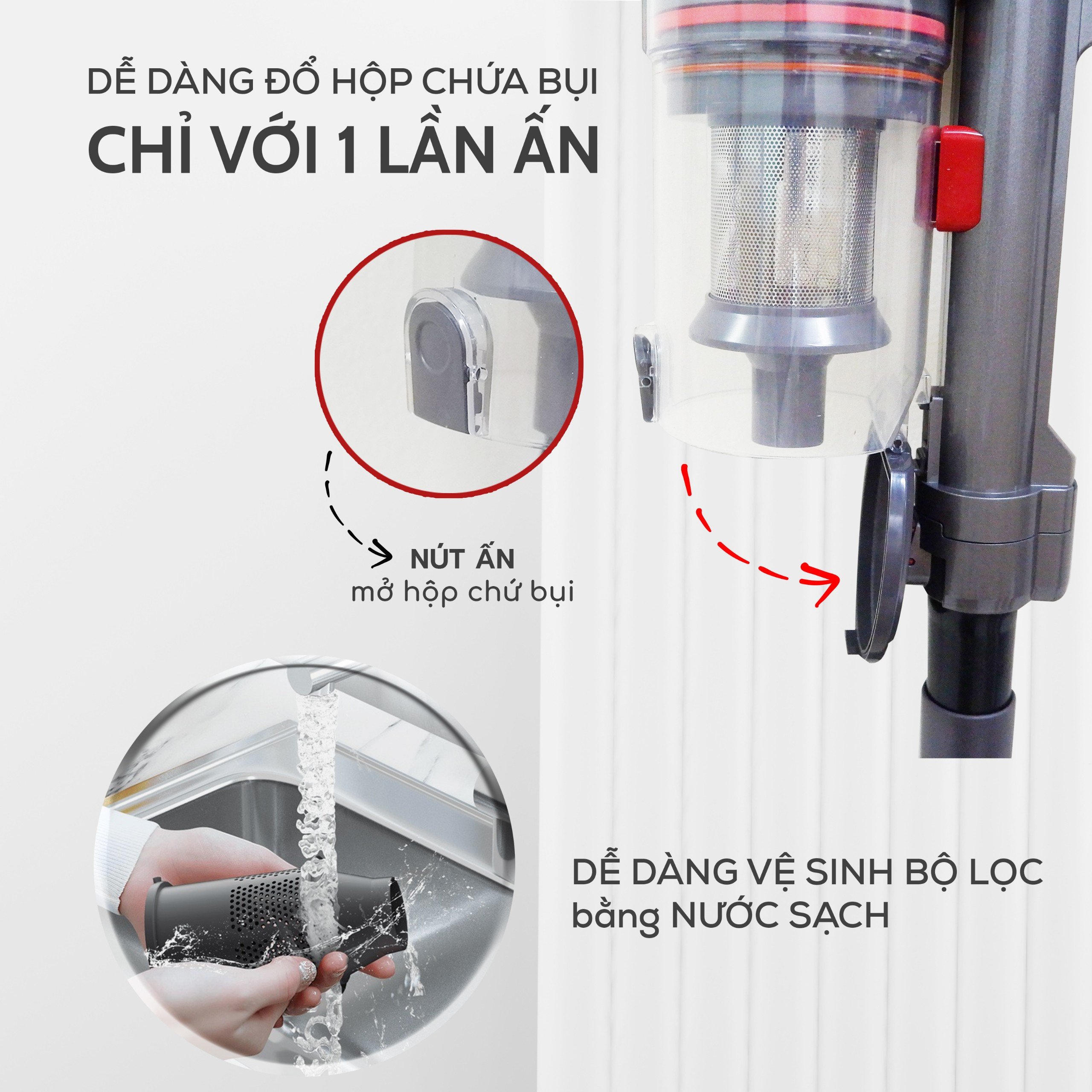 Máy hút bụi cầm tay SEKA LOẠI CÓ DÂY công suất 2000W, lực hút 18000PA, làm sạch dễ dàng hàng chính hãng