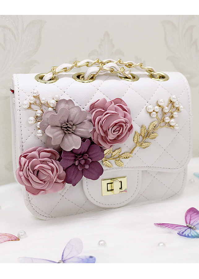 Túi da đính hoa vải BERI