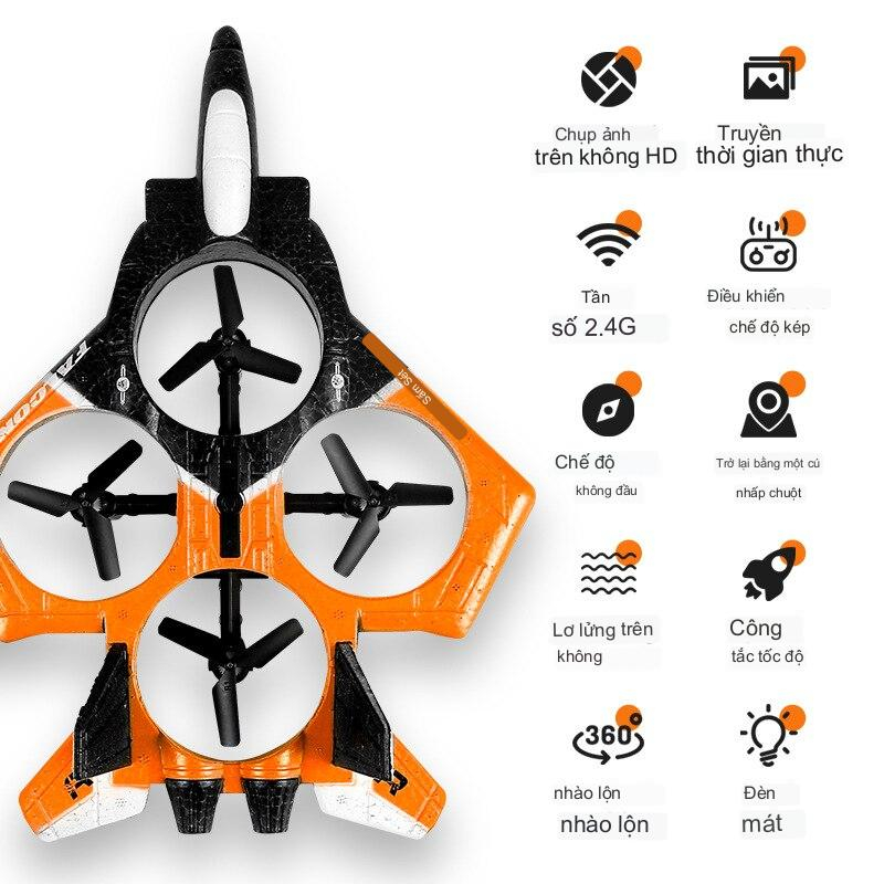 Máy bay điều khiển từ xa đồ chơi drone rc bằng xốp phản lực 4 mô tơ pin sạc, quà tặng sinh nhật cho bé