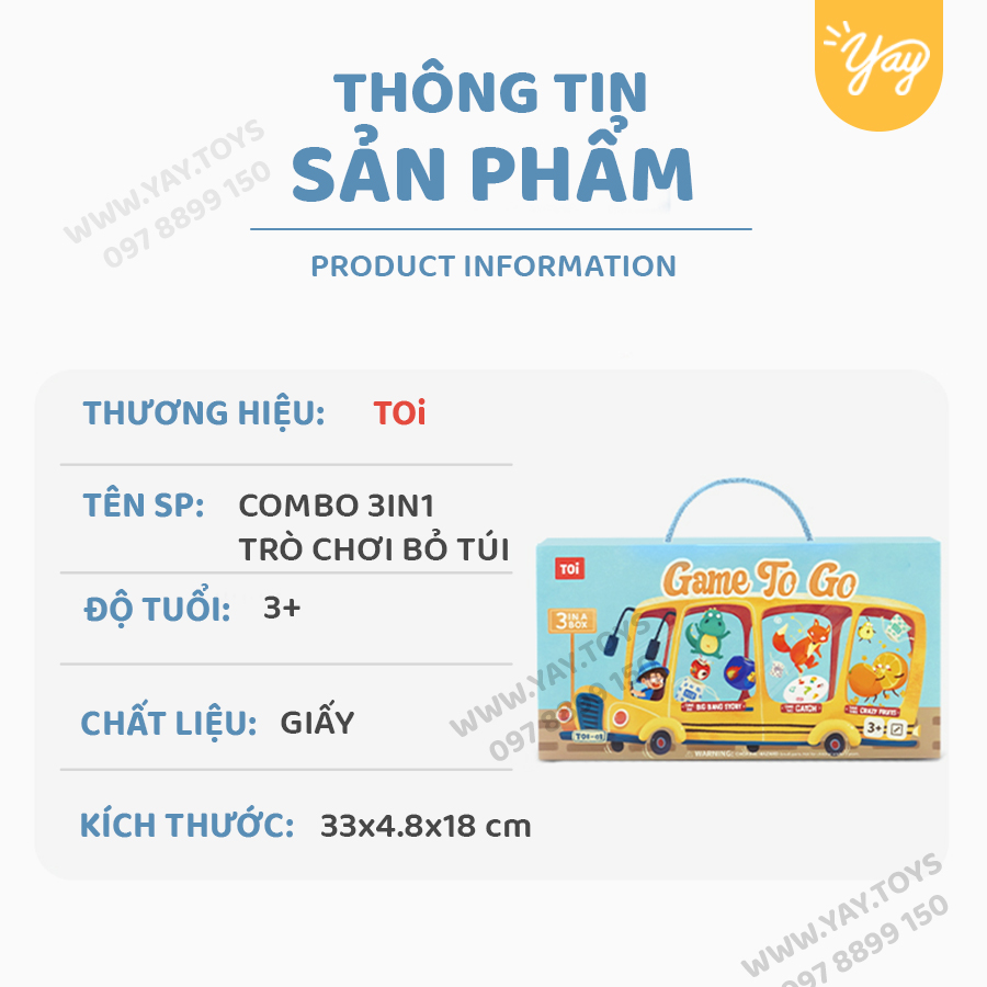 Bộ 3 Hộp Trò Chơi Bỏ Túi Cho bé 3+ - TOI