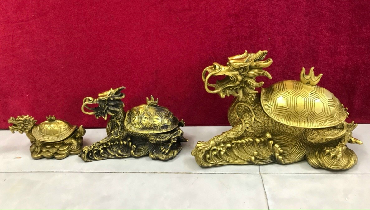 Decor để bàn - Bộ 3 Long quy mở nắp