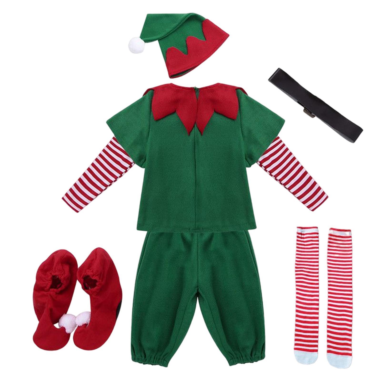 Elf Christmas Costume Clothes Outfit for Stage Performance Role Play Birthday Festival