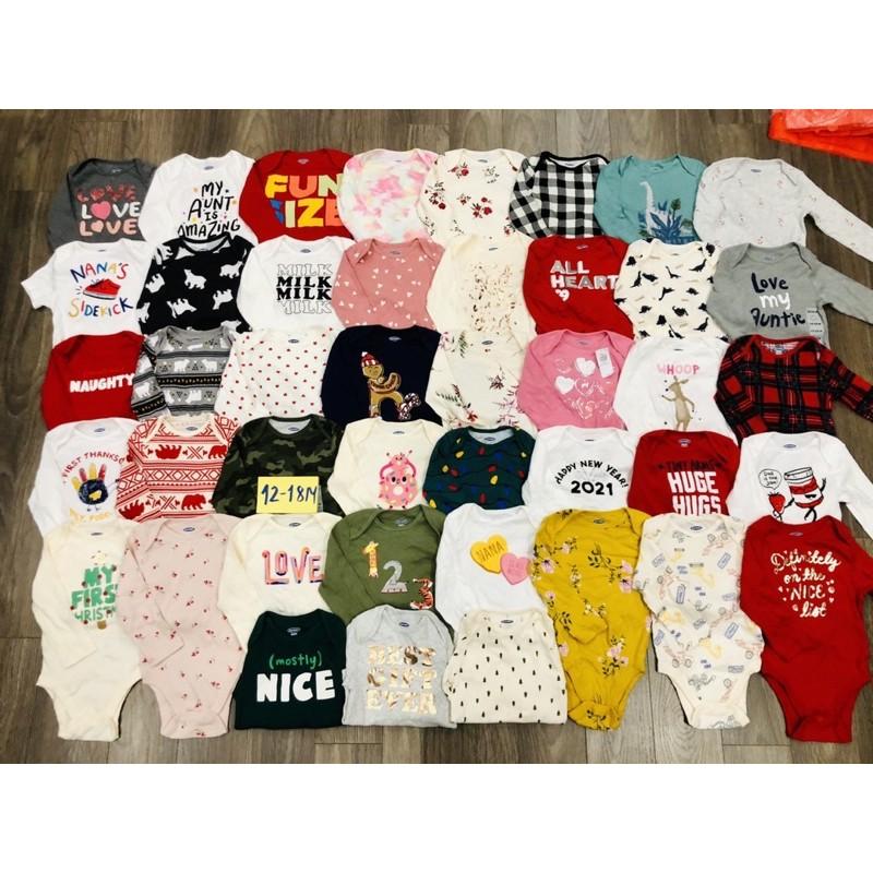 Set 5 body chip dài tay cho bé ️ Bộ liền quần xuất dư ️ size 0-24M