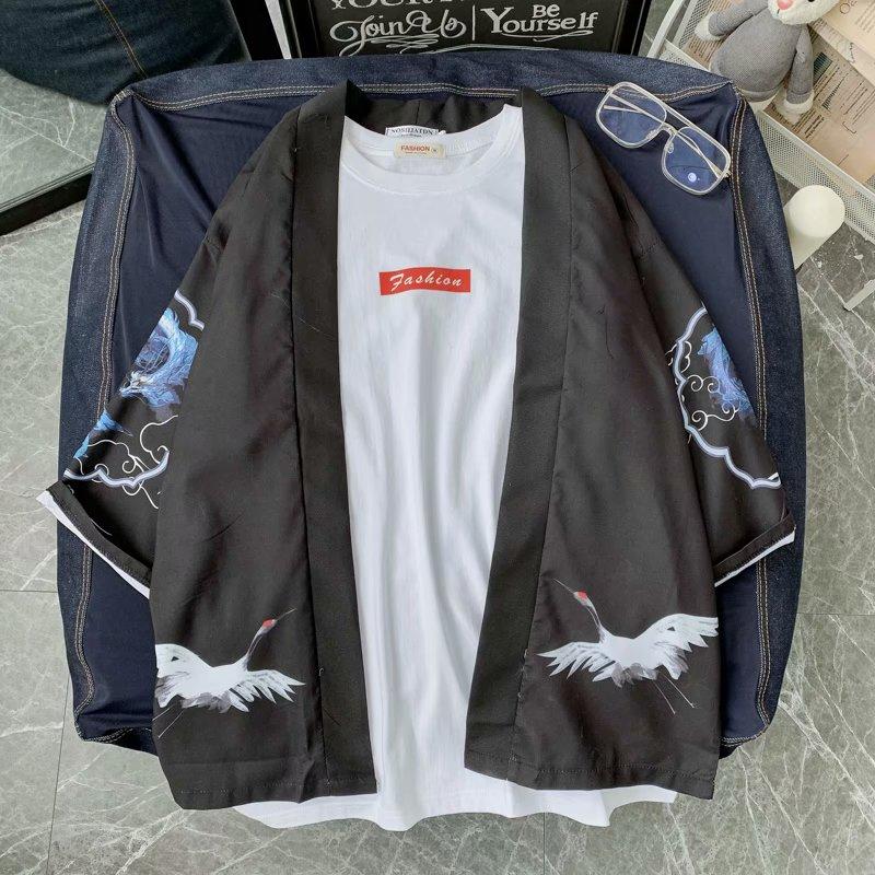 Áo Sơ Mi Tay Ngắn Dáng Rộng In Họa Tiết Rồng Thời Trang Dành Cho Nam