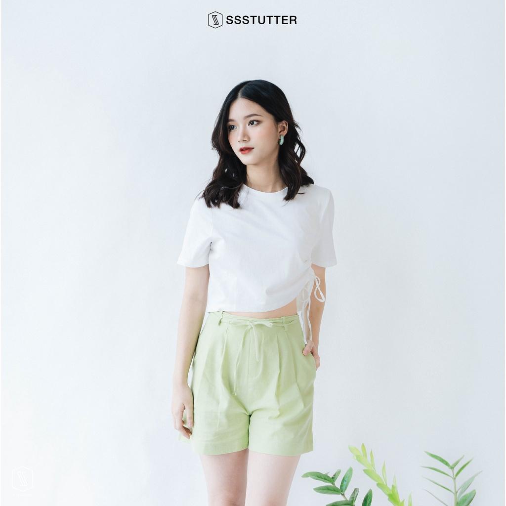 Áo croptop nữ SSSTUTTER cách điệu rút dây sườn áo tron tee