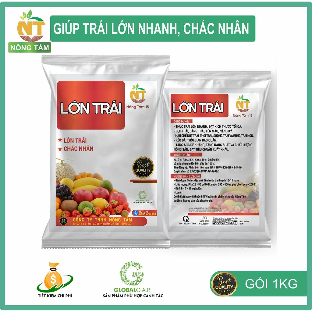 Phân bón NPK Siêu lớn trái, chắc nhân, sáng trái chuyên dùng cho cây ăn quả, gói 1kg