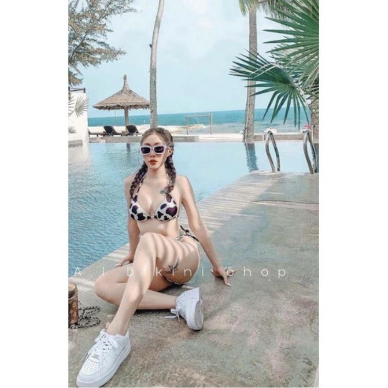 bikini đồ bơi tam giác bò sữa  2 mảnh kèm hinh anh thật