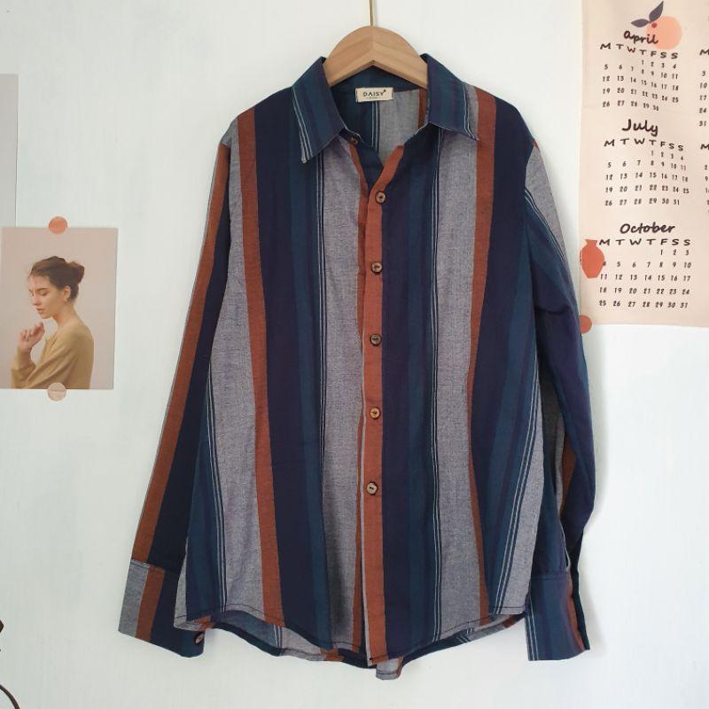Áo sơmi vintage cotton sọc